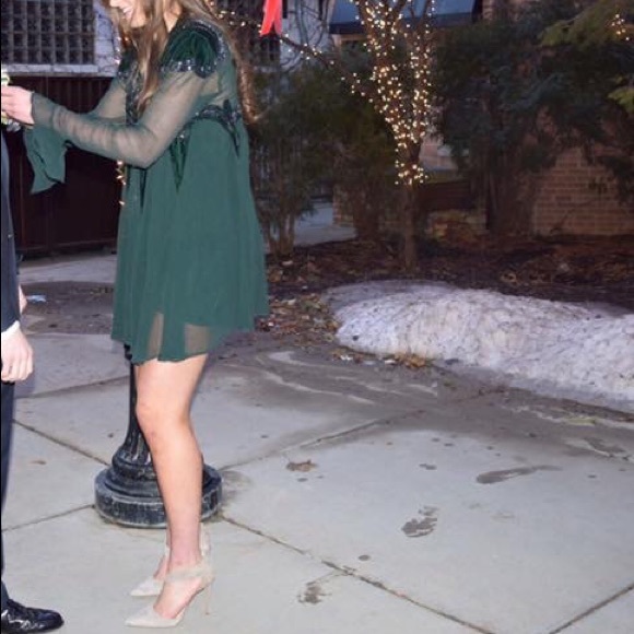 Free People Dark Green Embellished Dress - Picture 4 of 7